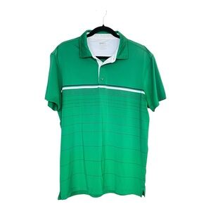 Rule 18 Bobby Jones Men’s Golf Polo Green Striped Performance Shirt Large